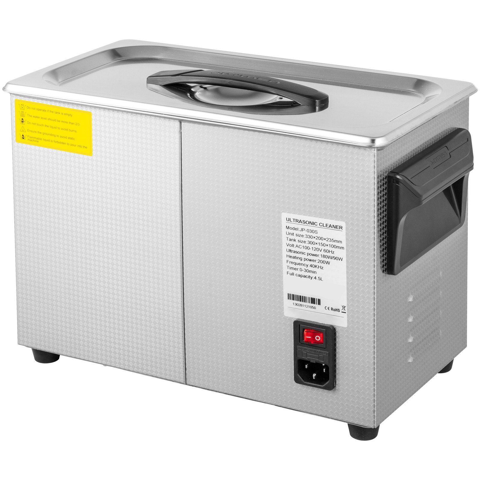 4.5l Lavatrice Pulitore Ad Ultrasuoni Digitale Pulizia Pulitrice Coperchio Timer