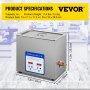 Vevor 6l Pulitore Ultrasuoni Lavatrice Pulitore Vasca Ultrasuoni Acciaio 40khz