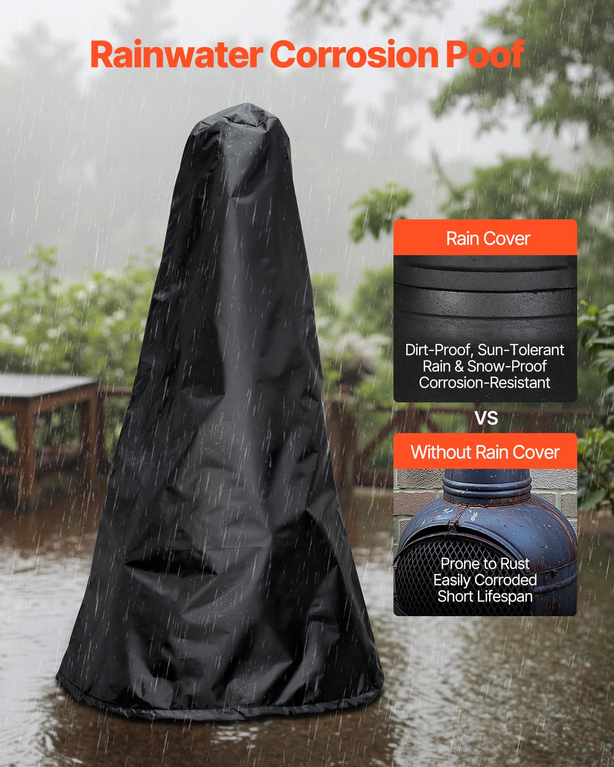 VEVOR Chiminea ad Alta Tolleranza 457 mm Braciere a Legna da Esterno, Camino Sferico per Barbecue e Riscaldamento, con Griglia a Maglie, Coperchio Antiruggine per Camino, per Patio, Giardino, Cortile