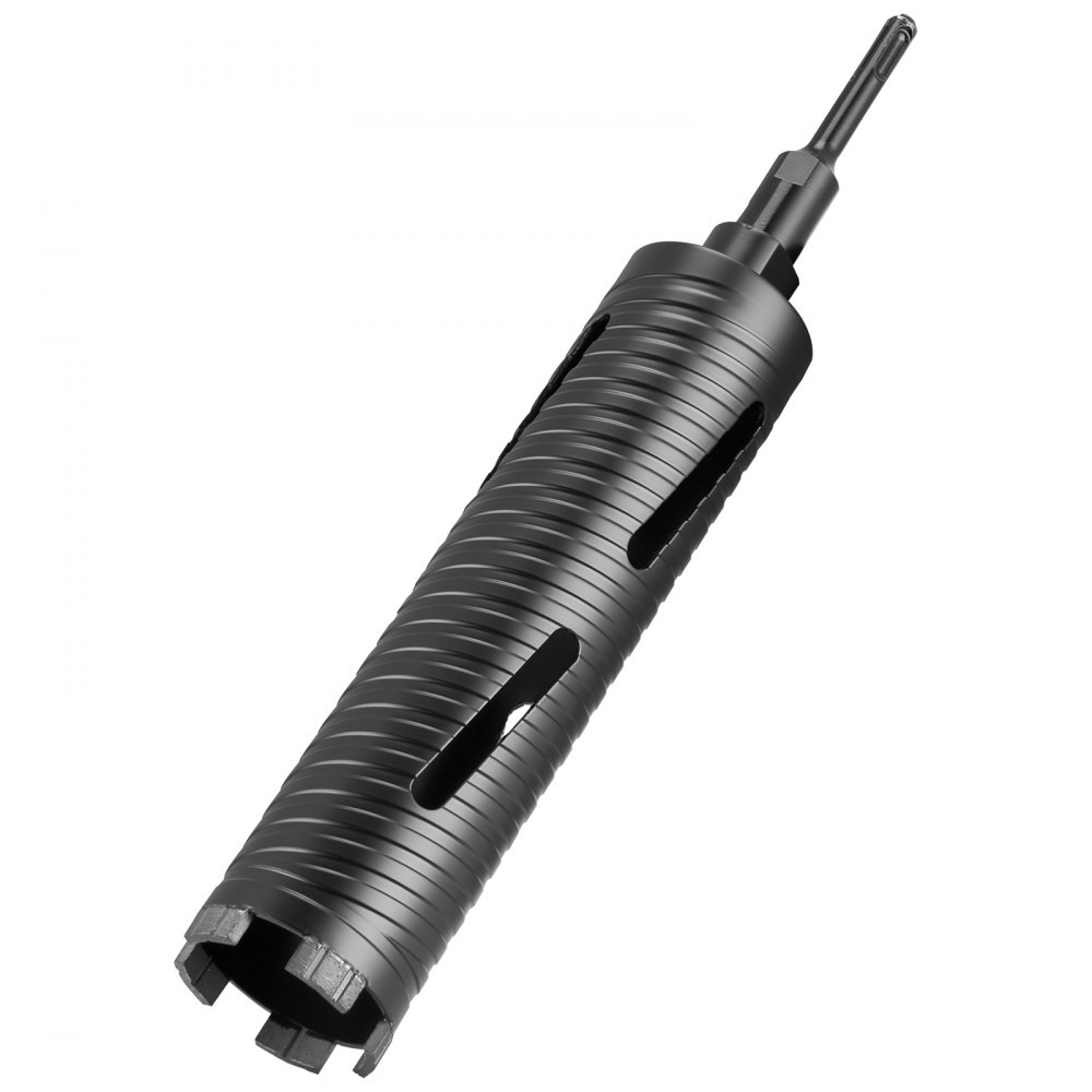VEVOR Punte per Muratura Diametro 64 mm, Profondità di Foratura 241 mm, Filettatura Interna M16, Punta Carotatrice Diamantata a Secco con 3 Adattatori, Chiave Esagonale per Cemento Armato