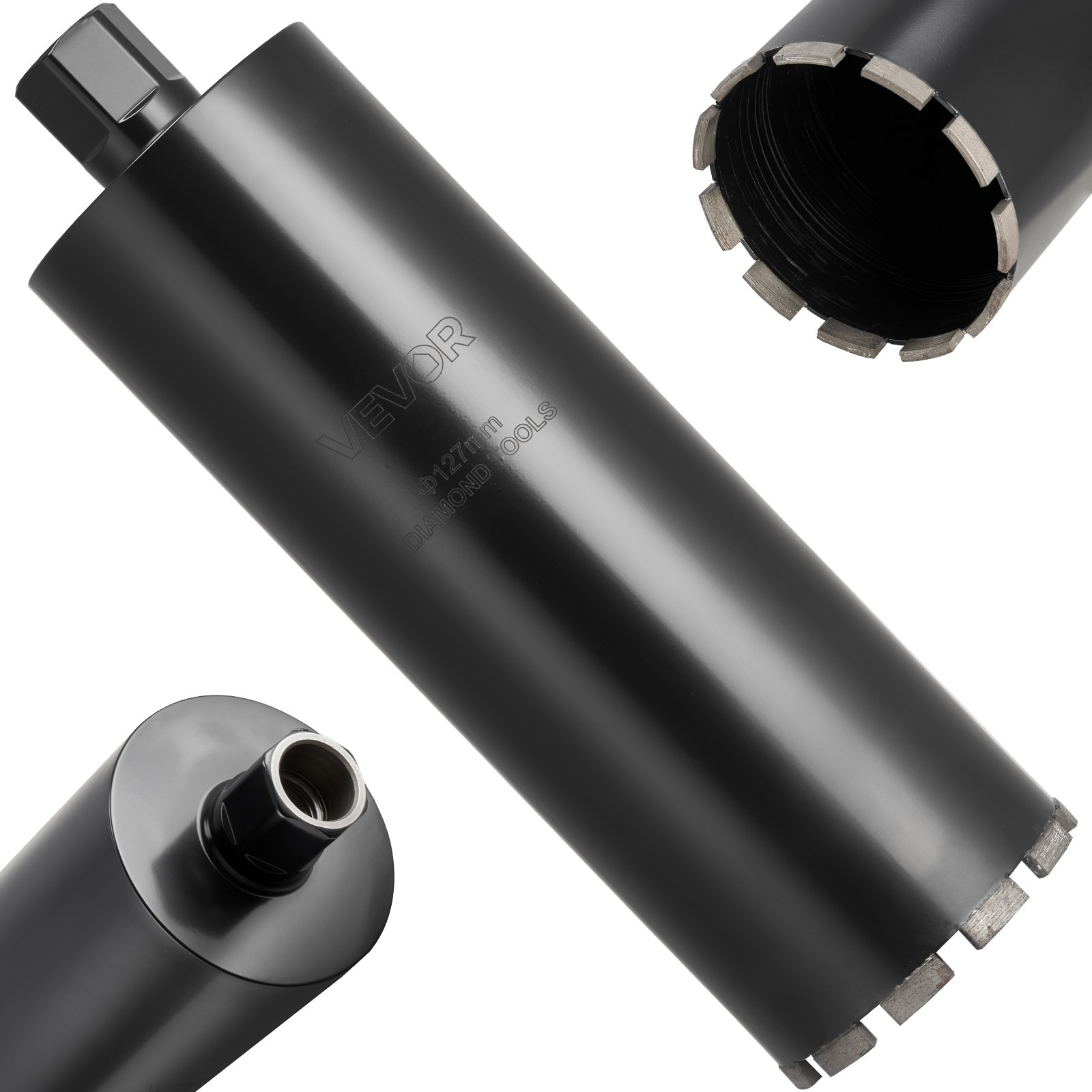 VEVOR Core Drill Bit, 127 mm Diameter, 356 mm Drilling Depth, 1-1/4 in-7 Internal Thread, High-Precision Welding Technology, Wet Diamond Core Bit for Reinforced Concrete, Red Bricks, and Masonry