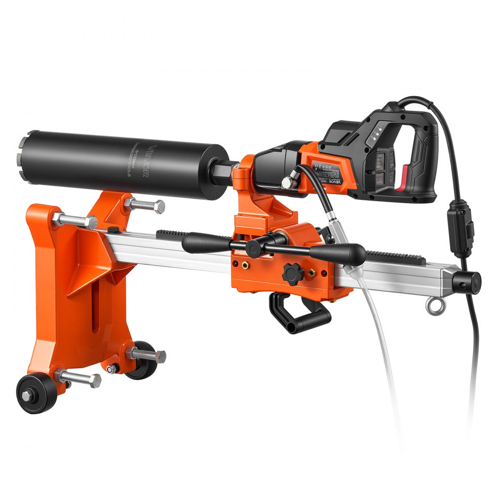VEVOR Trapano a Carotaggio Diamantato con 4 Punte a Secco e Umido da 1800 W, Capacità Foratura Massima 132 mm, 2 in 1 Portatile e da Appoggio, Base con Ruote, Filettatura UNC1 1/4–7, per Calcestruzzo