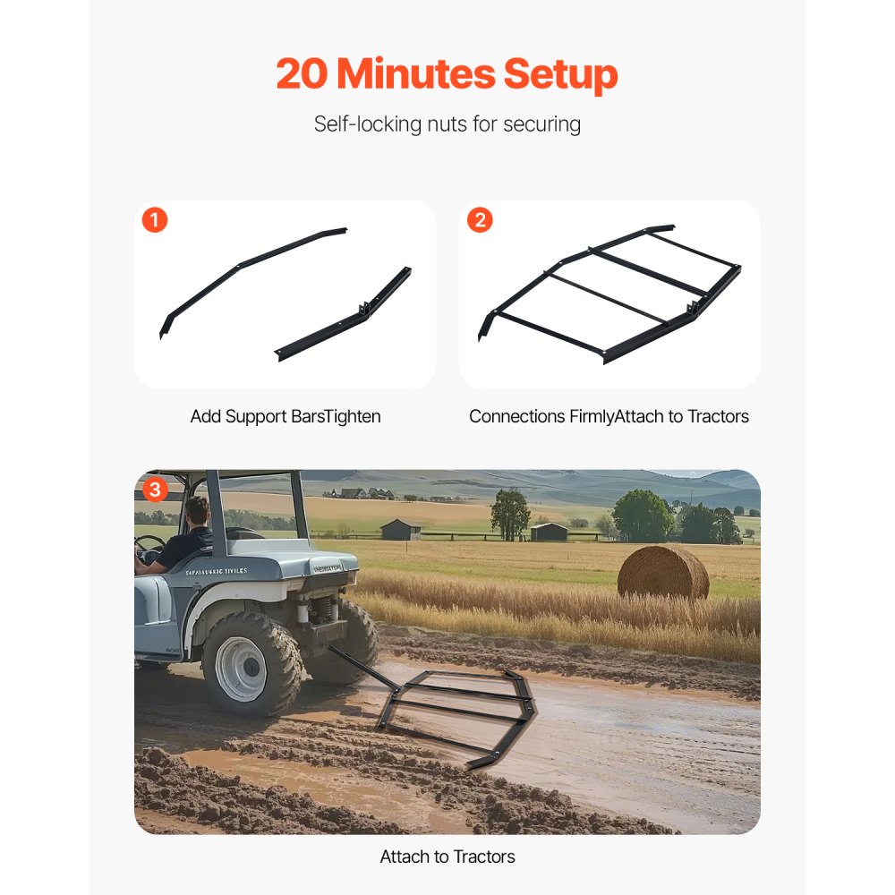 VEVOR Erpice a Trascinamento Largo 1830 mm, Livellatrice per Vialetti in Acciaio Q235 con Attacco a Perno, Livellatrice per Vialetti in Ghiaia per Trattori da Vialetto ATV, UTV Giardino