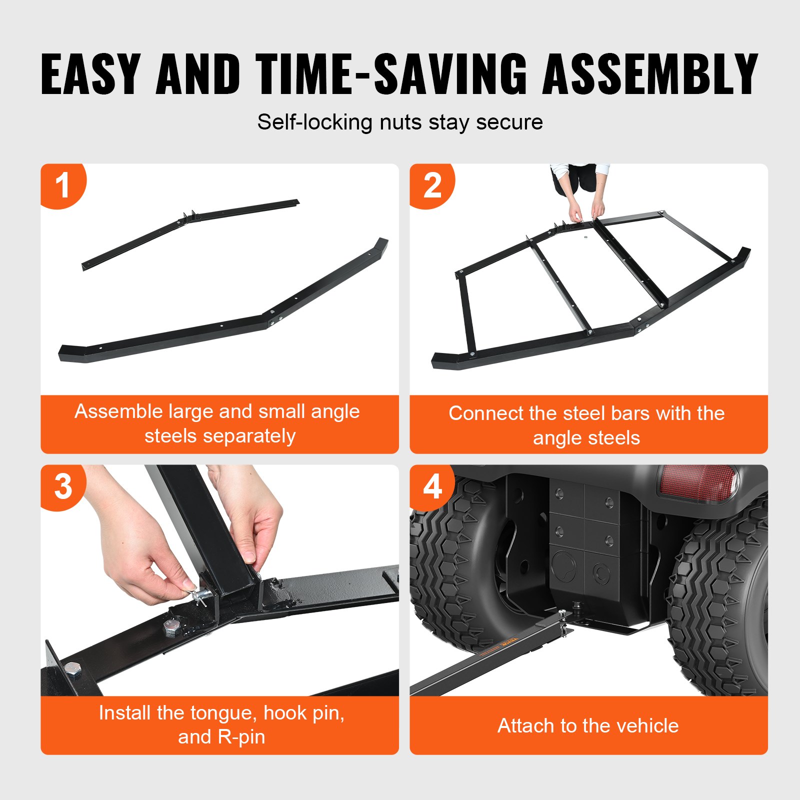 VEVOR Livellatrice per Vialetto Trainato per Erpice 1945 mm in Q235, Livellatrice per Terreni Agricoli in Acciaio Capacità Carico max. 22,5 kg, Livellamento per ATV, UTV, Trattore da Giardino Prato