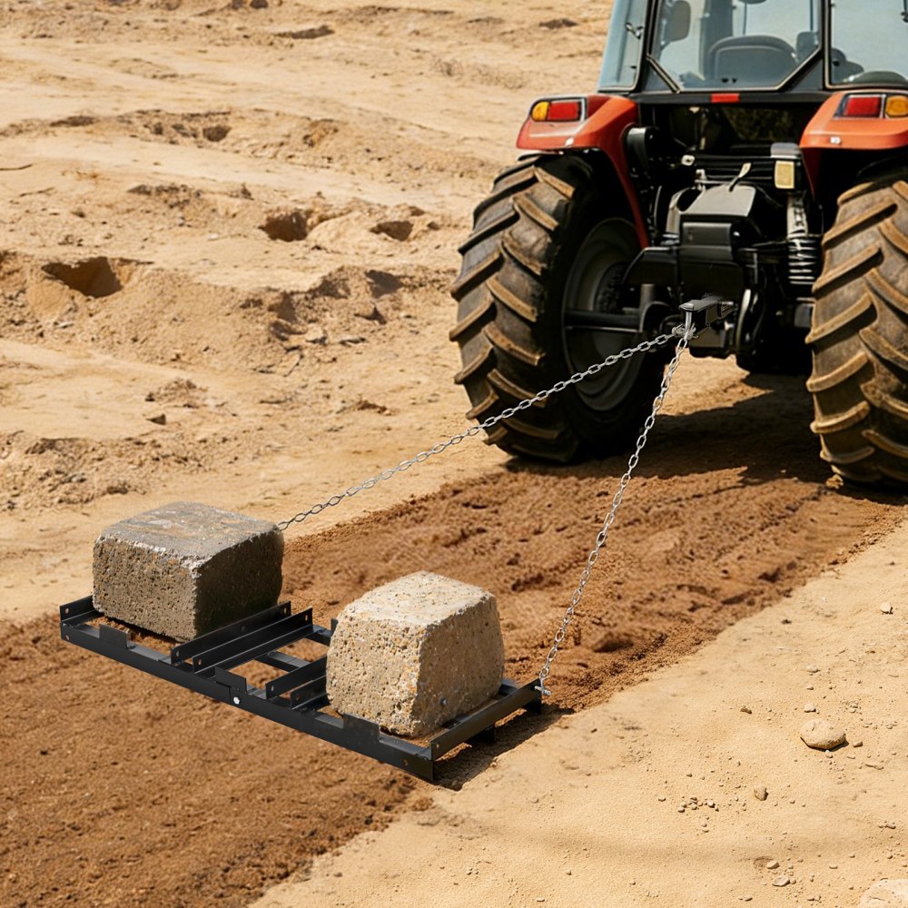VEVOR Erpice Trainato per Prato Giardino 122 x 50 cm Rastrello Livellatore Trainato con Catena per Terreno Vialetti di Ghiaia Prato, Erpice di Livellamento per Sentieri Giardino, Compatibile ATV UTV