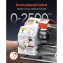 VEVOR Tornio per Metalli Legno, 220 x 450 mm, Tornio di Precisione da Banco per Metalli, Avanzamento Automatico, Variabile Velocità 2500 Giri al Minuto, Motore Senza Spazzole 1250 W