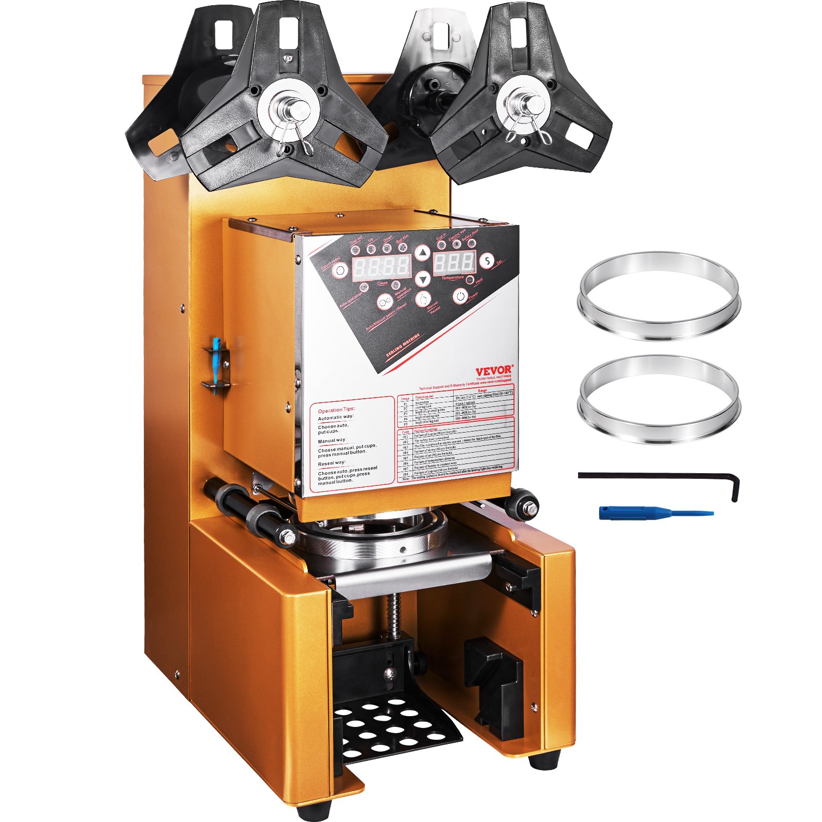 VEVOR Sigillatrice completamente automatica per tazze da tè 500-650 tazze/H 190 mm Oro