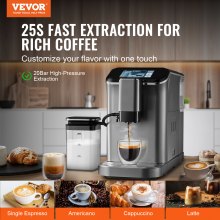 VEVOR Macchina per caffè espresso automatica 20 bar con montalatte macinacaffè