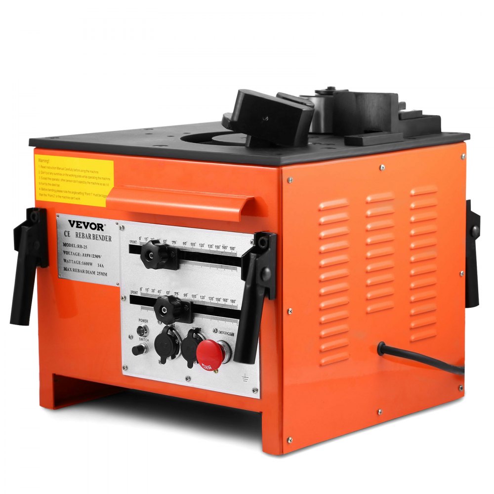 VEVR 1600W 14A Piegatrice Ferro Professionale Diametro 25mm 0.25inch Curvatrice Per Ferro Elettrica Rebar Bender Heavy Duty Modello RB-25 (RB-25)