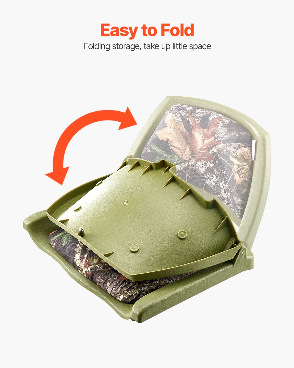VEVOR Boat Seat, Boat Chair with Low Backrest, Fishing Boat Seat with Thick Sponge Cushion & PU Polyester Fabric, Foldable Boat Seat for Fishing Boats, Yachts, Ships, Camouflage