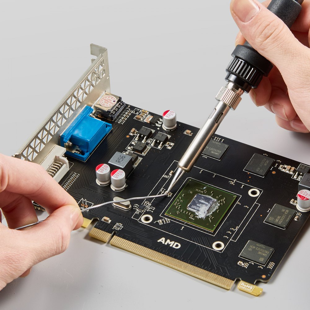 VEVOR 2-in-1 Hot Air Soldering Station, 820W Digital Display, Rework and Soldering Iron Station with 5V USB Charging Port, Adjustable Temperature and Airflow, 3 Hot Air Nozzles, 5 Soldering Tips