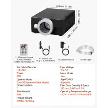 VEVOR Kit di Luci in Fibra Ottica a Stella 150 Pezzi 16 W RGBW LED Fibra Ottica