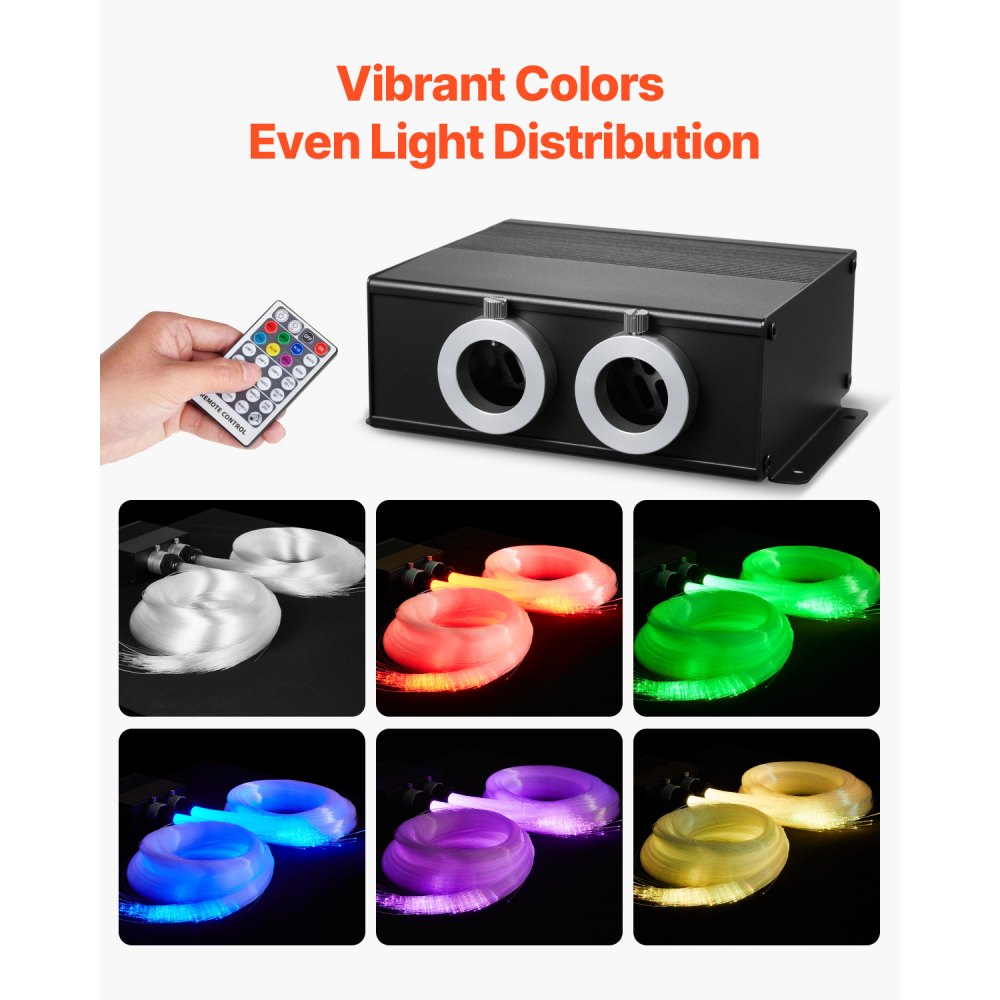 VEVOR Kit di Luci in Fibra Ottica a Stella, 900 Pezzi 0,76 mm 3 m Luci da Soffitto a Forma di Stella in Fibra Ottica 20 W per Auto, APP Bluetooth, Telecomando, Attivazione Sonora, Motore di Luce RGBW