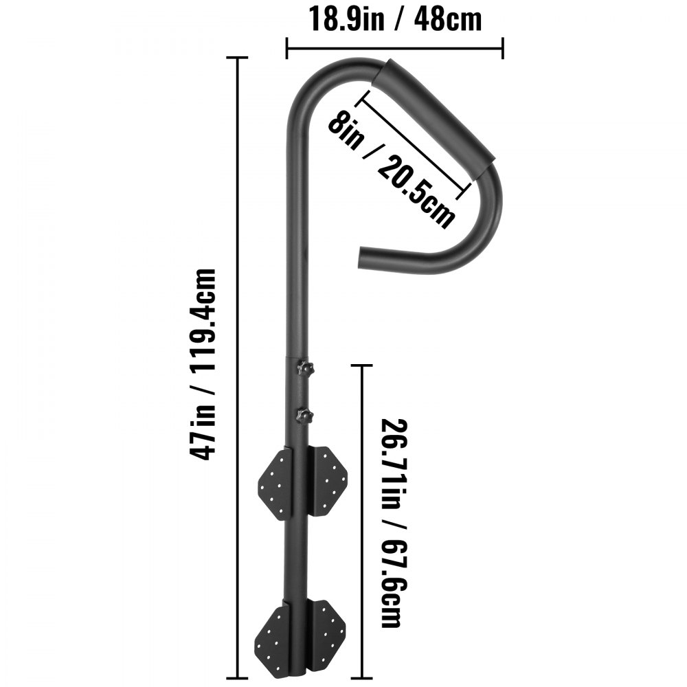 VEVOR Maniglia per Vasca da Bagno 119,4x48cm Nero, Capacità da 280kg Corrimano Antiscivolo per Vasche da Bagno in Acciaio Inossidabile, Maniglia per Accesso alla Vasca da Bagno e Piscina all'Aperto