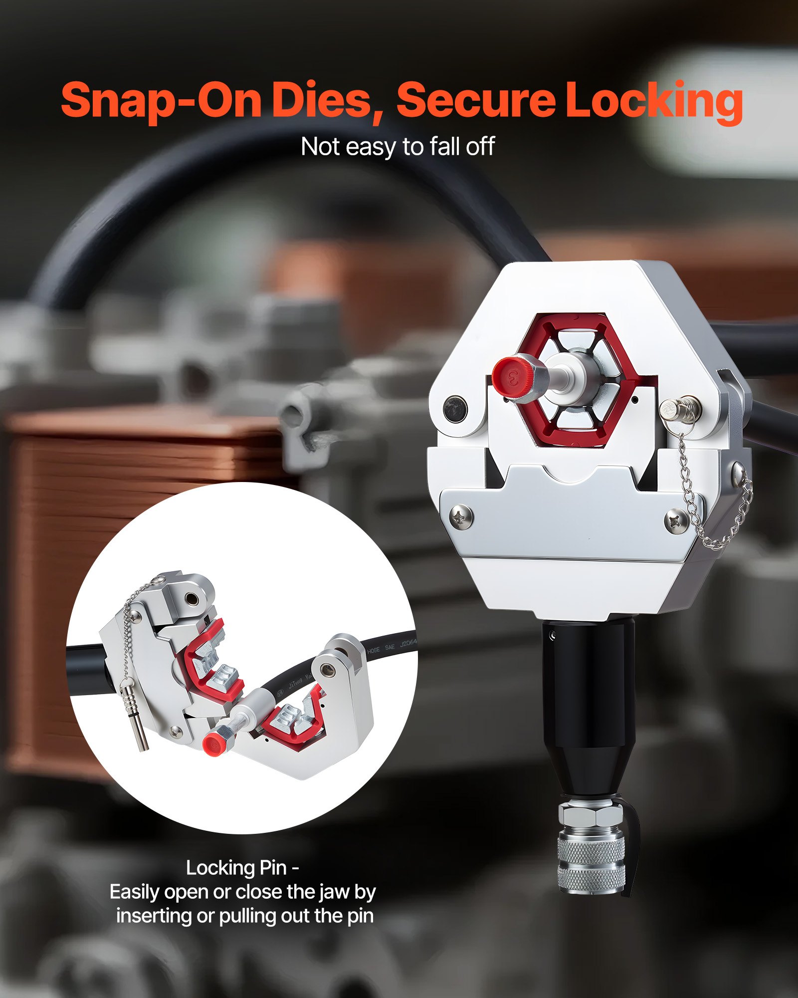 VEVOR Pinza per Crimpare Idraulica per Autoveicoli con 7 Matrici a Scatto e Custodia per il Trasporto, Strumento per Riparazioni di Automobili e Aria Condizionata, Diviso con Pompa Manuale