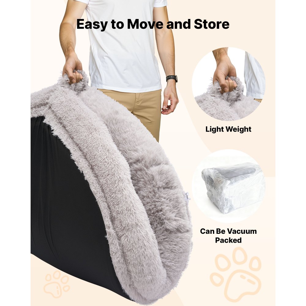 VEVOR Cuccia per Cani Animali Domestici da 1760 mm x 1220 mm x 240 mm, Peluche Lungo per Cani di Taglia Umana, con Tasca Laterale, Maniglia e Cerniera, Rimovibile, Lavabile in Lavatrice, Grigio