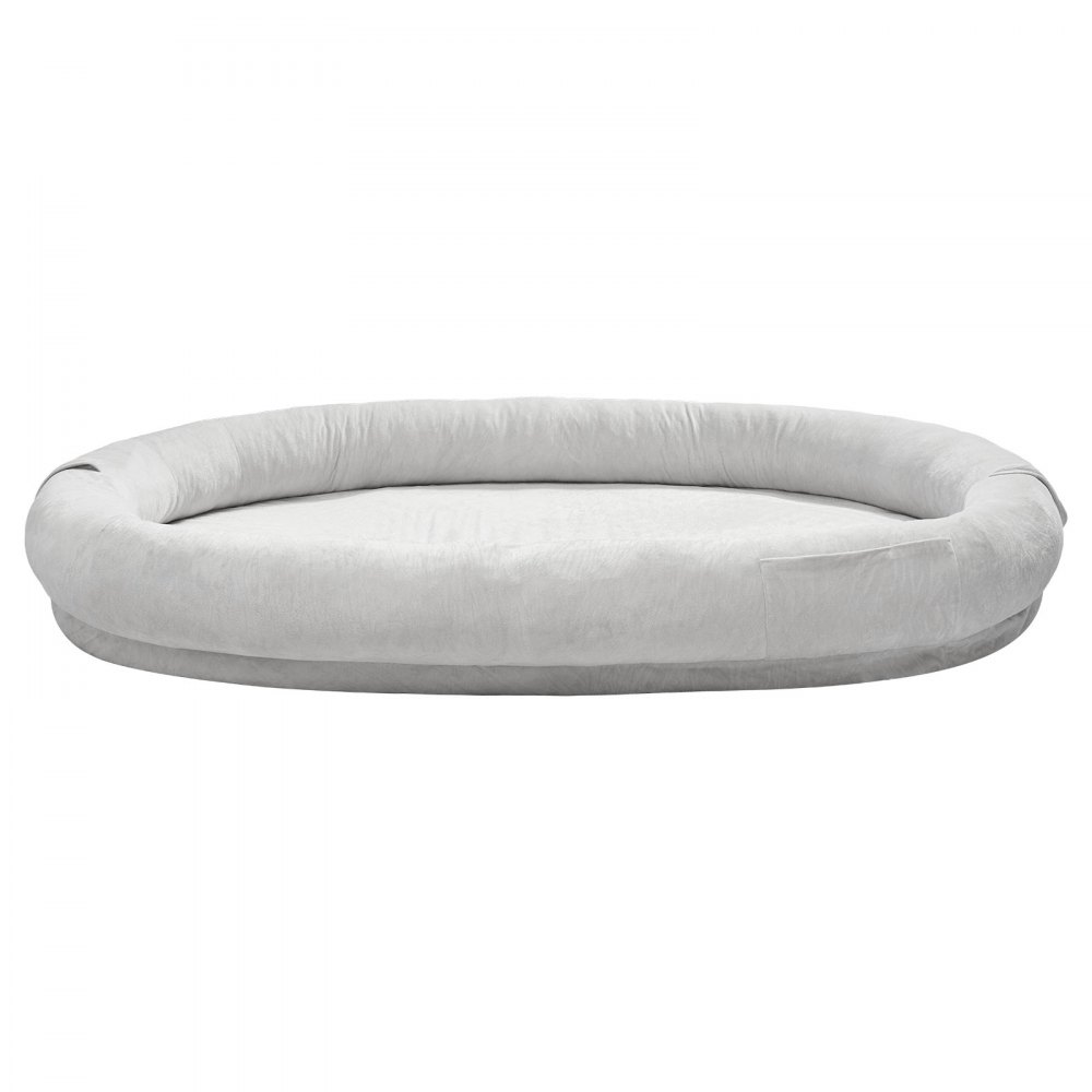 VEVOR Cuccia per Cani Animali Domestici da 1780 x 1200 x 240 mm, Peluche Corto per Cani di Taglia Umana, con Tasca Laterale, Maniglia e Cerniera, Rimovibile, Lavabile in Lavatrice, Grigio