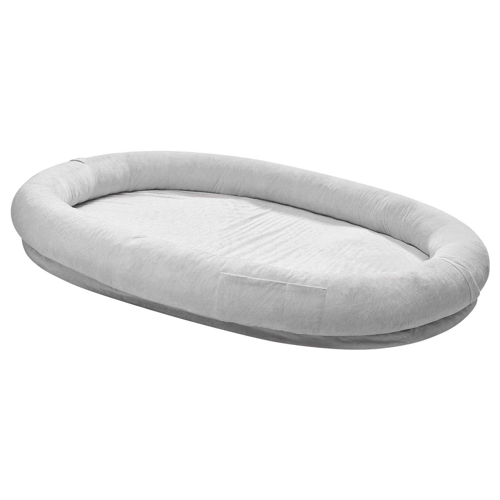 VEVOR Cuccia per Cani Animali Domestici da 1780 x 1200 x 240 mm, Peluche Corto per Cani di Taglia Umana, con Tasca Laterale, Maniglia e Cerniera, Rimovibile, Lavabile in Lavatrice, Grigio