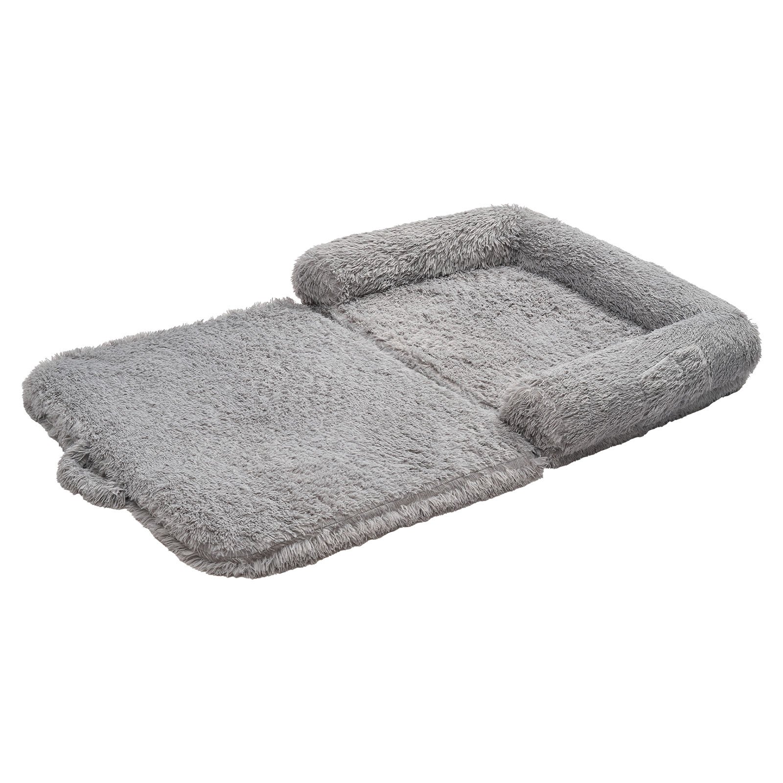 VEVOR Cuccia per Cani Animali Domestici da 1810 x 1110 x 240 mm, Peluche Luogo per Cani di Taglia Umana, con Tasca Laterale, Maniglia e Cerniera, Rimovibile, Lavabile in Lavatrice, Grigio Scuro
