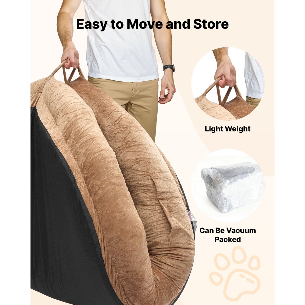 VEVOR Letto Stile Cane per Umani Amici Pelosi da 1770 x 1230 x 240 mm, Letto per Cani a Misura Umana, con Tasca Laterale, Maniglia e Cerniera, Fodera Rimovibile e Lavabile in Lavatrice, Pelo Corto