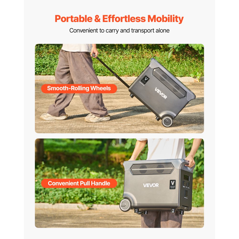 VEVOR Batteria Aggiuntiva per Stazione di Alimentazione Portatile, Batteria di Espansione Aggiuntiva LiFePO4 da 3840 Wh con 3 Porte di Uscita per Uso Domestico, Campeggio, Camper, Emergenze