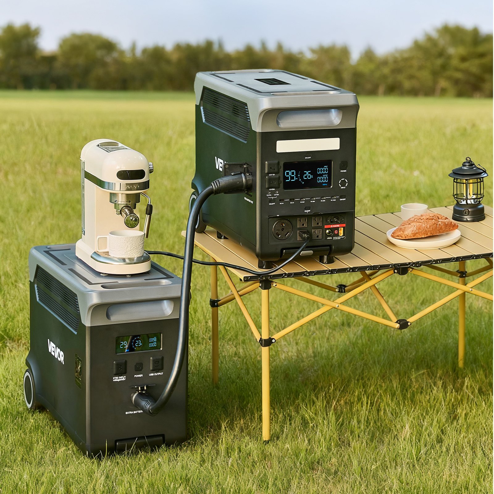 VEVOR Batteria Aggiuntiva per Stazione di Alimentazione Portatile, Batteria di Espansione Aggiuntiva LiFePO4 da 3840 Wh con 3 Porte di Uscita per Uso Domestico, Campeggio, Camper, Emergenze