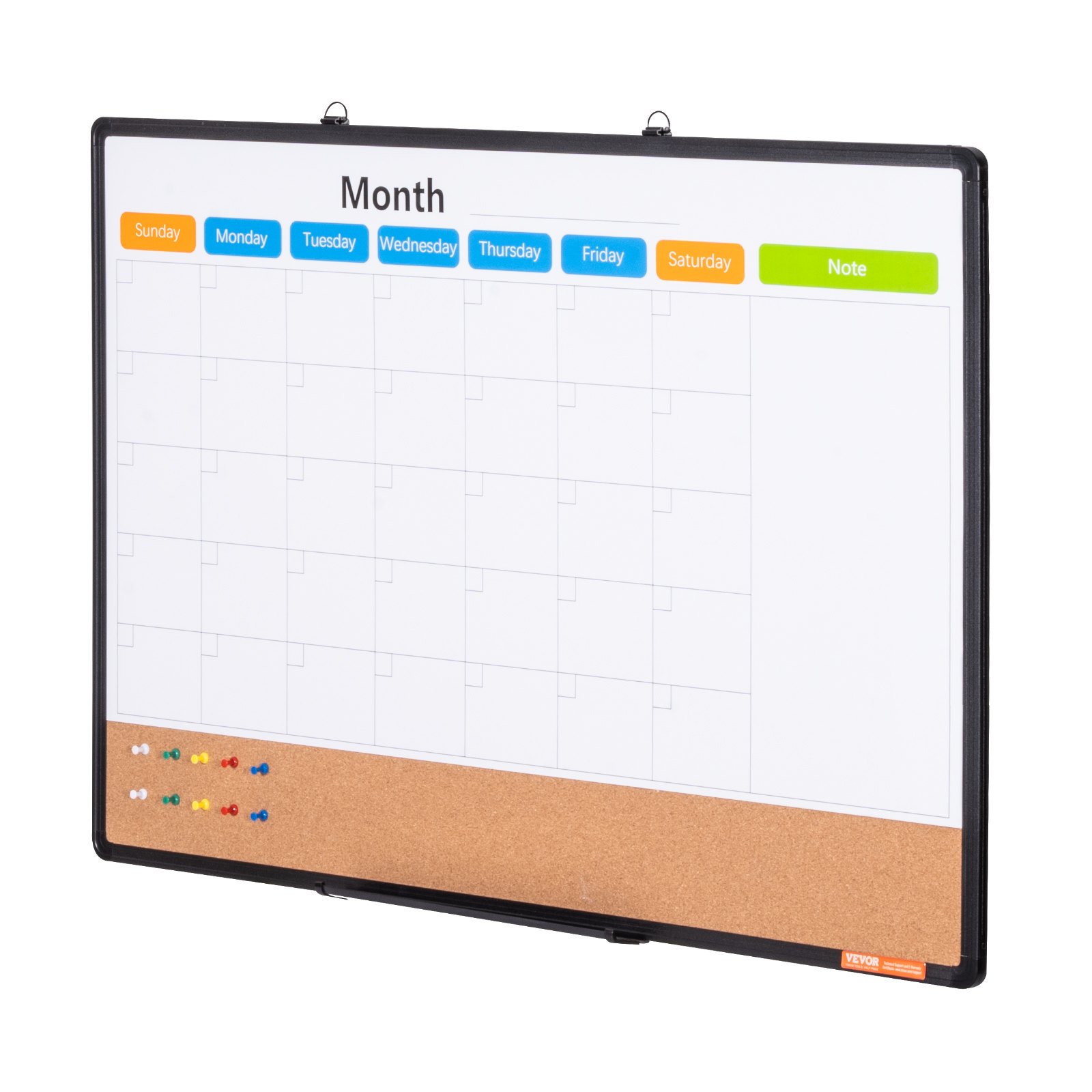 VEVOR Calendario Mensile Lavagna e Bacheca Combinati 900 x 600 x 13 mm Bacheca Magnetica 2 in 1, con Telaio in Alluminio, Cancellabile a Secco Montata a Parete, 2 kg Ideale per Scuola, Casa, Ufficio