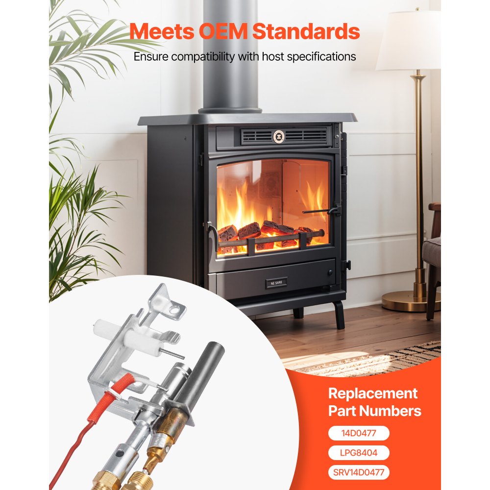 VEVOR Kit di Montaggio Pilota a Gas, OE 14D0477, LPG8404, SRV14D0477, Accensione a Gas per Camino, Sostituzione GPL, Compatibile con i Modelli Lexington Forge, Majestic, Martin, Monessen