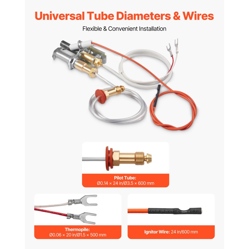 VEVOR Kit di Montaggio Pilota a Gas, OE 446-512A, HSRV 446-512A, SRV 446-512A, Accensione a Gas Naturale, Compatibile con i Modelli Heat & Glo, Heatilator, Lennox e Regency, per Gas Naturale