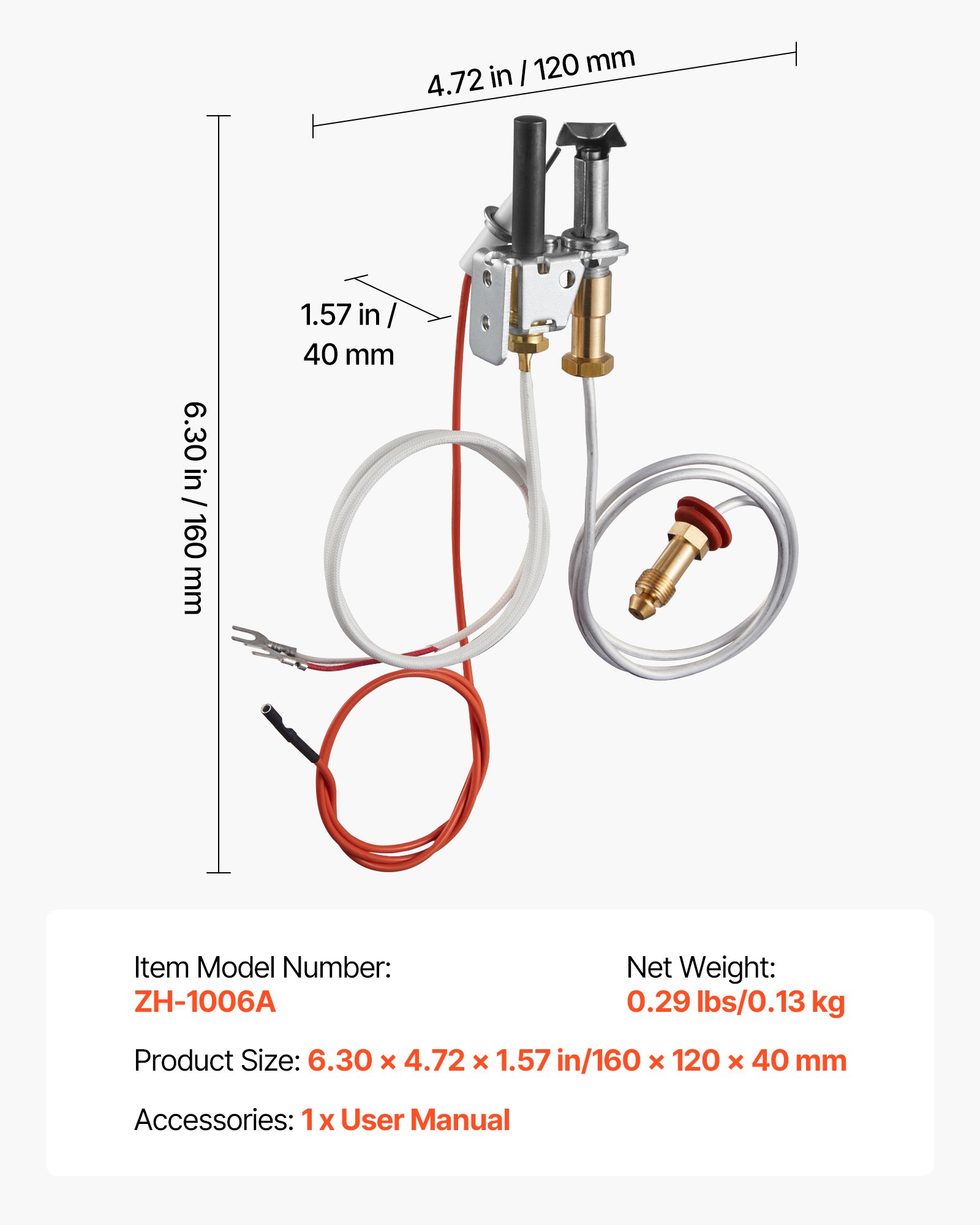 VEVOR Kit di Montaggio Pilota a Gas, OE 446-512A, HSRV 446-512A, SRV 446-512A, Accensione a Gas Naturale, Compatibile con i Modelli Heat & Glo, Heatilator, Lennox e Regency, per Gas Naturale