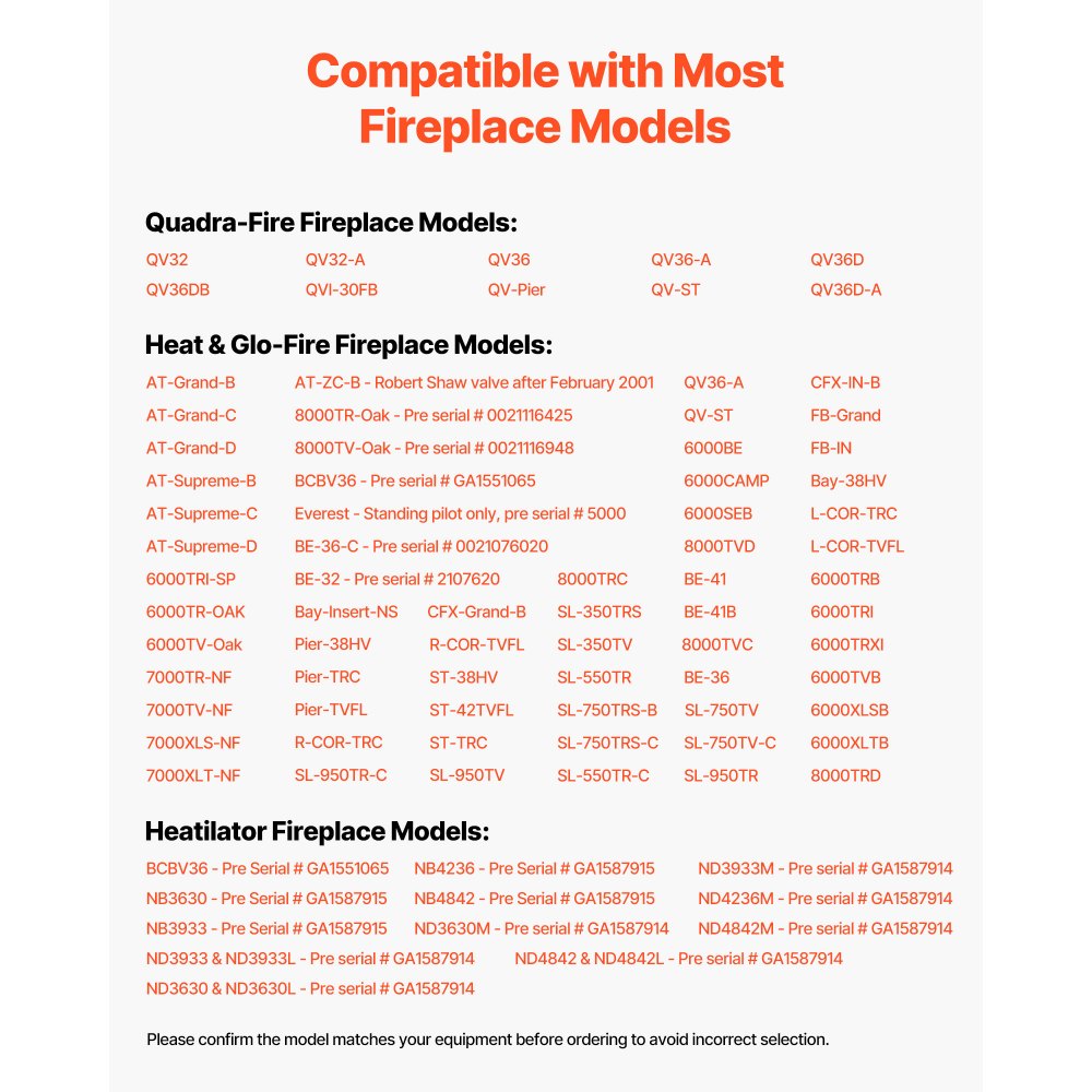 VEVOR Gruppo Pilota a Gas, OE 485-510A, 4021-736, 2103-010 per Camino, Accensione a Gas Naturale, Compatibile con i Modelli Quadra-Fire, Heat & Glo, Heatilator, Colore Nero Peso 0,21 kg