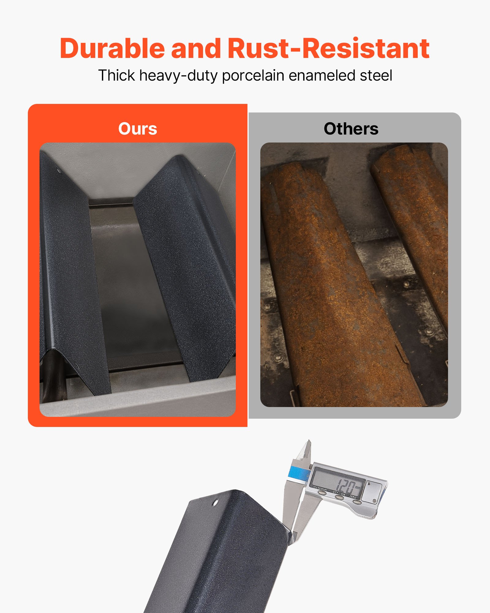 VEVOR Barre Aromatizzanti Pannello Diffusore BBQ 3 Barre Flavorizer Acciaio Smaltato Porcellanato per Griglie Weber Spirit I II 200 Series, Inclusi Spirit ll E-210, ll E-220, ll S-210, E-210, S-210