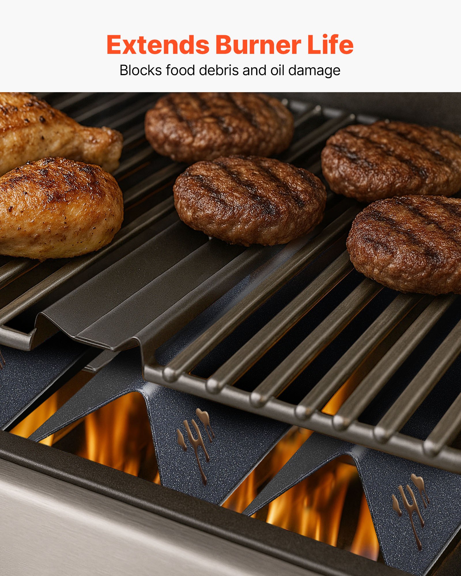 VEVOR Barre Aromatizzanti Pannello Diffusore BBQ 3 Barre Flavorizer Acciaio Smaltato Porcellanato per Griglie Weber Spirit I II 200 Series, Inclusi Spirit ll E-210, ll E-220, ll S-210, E-210, S-210