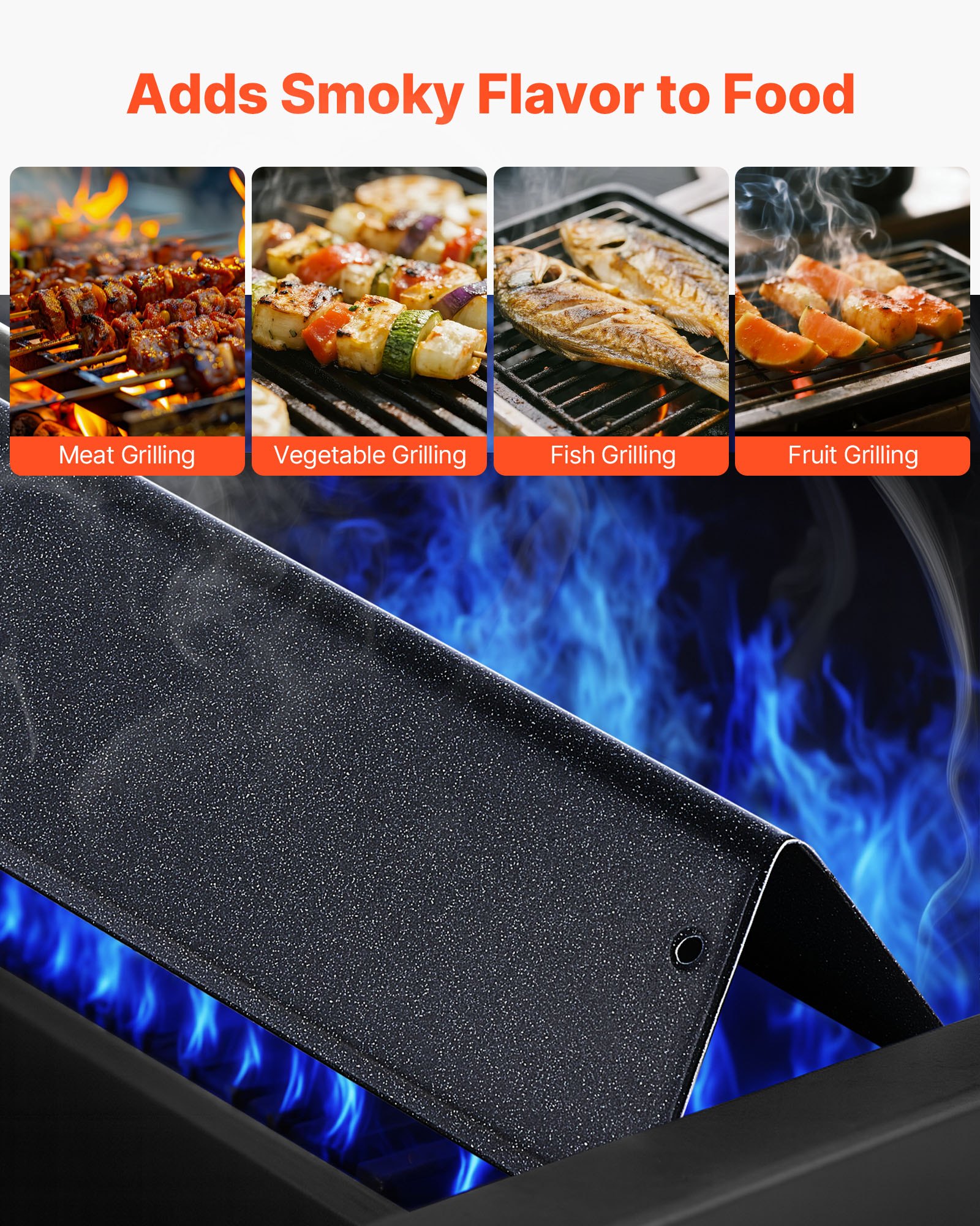 VEVOR Barre Aromatizzanti Pannello Diffusore BBQ 3 Barre Flavorizer Acciaio Smaltato Porcellanato per Griglie Weber Spirit I II 200 Series, Inclusi Spirit ll E-210, ll E-220, ll S-210, E-210, S-210