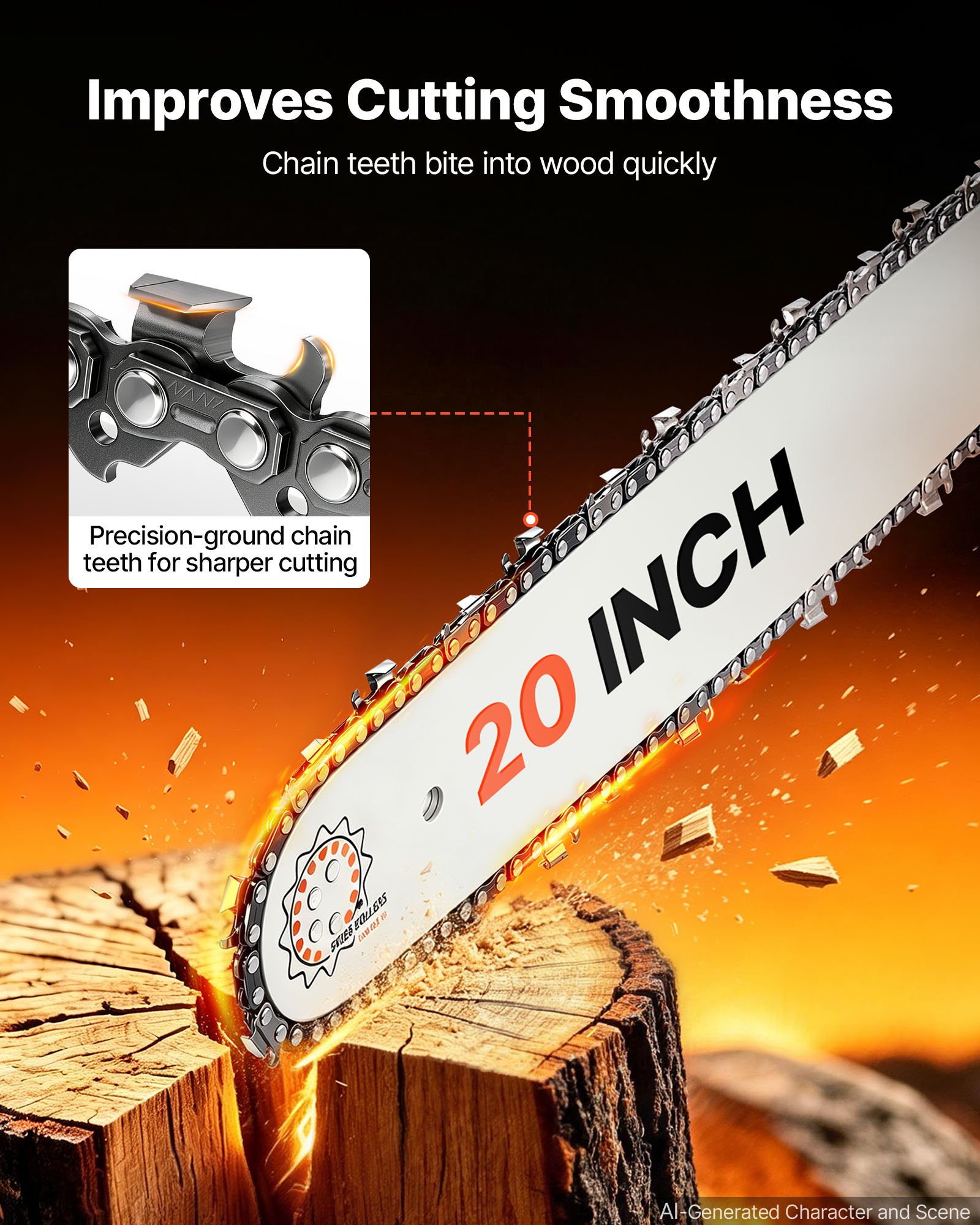 VEVOR Troncatrice a Benzina da 508 mm 62 cc 2,7 kW con Motore a 2 Tempi, per Lavorazione del Legno e Disboscamento, Starter Sincronizzato con Acceleratore, Impugnatura Antiscivolo e Doppio Serbatoio