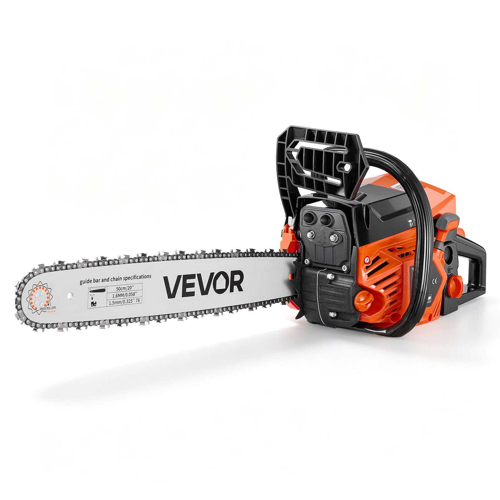 VEVOR Troncatrice a Benzina da 508 mm 62 cc 2,7 kW con Motore a 2 Tempi, per Lavorazione del Legno e Disboscamento, Starter Sincronizzato con Acceleratore, Impugnatura Antiscivolo e Doppio Serbatoio