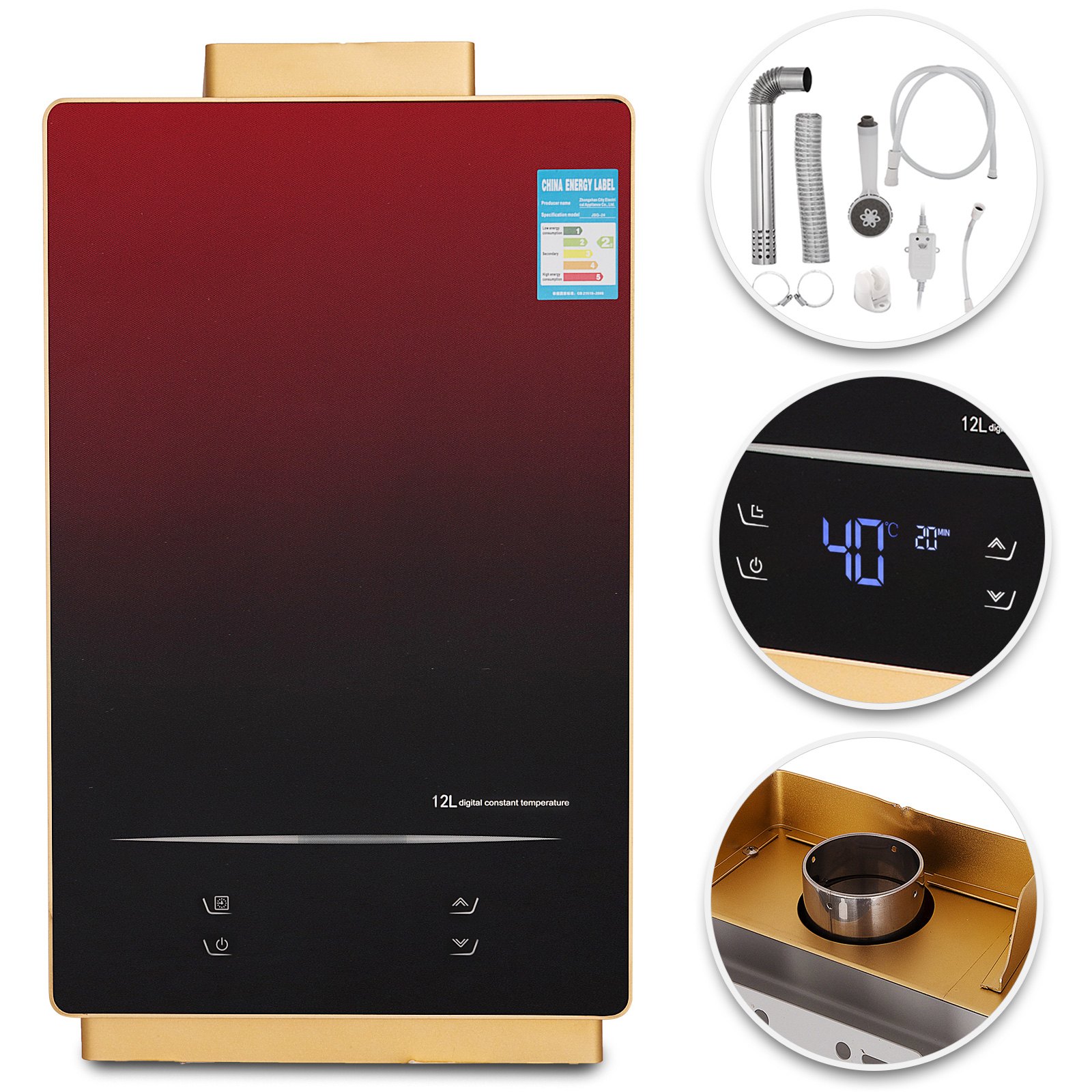 Scaldino Scaldabagno A Gas Naturale 12l Timer Efficiente Acciaio Al Carbonio