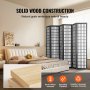 VEVOR Divisorio Giapponese per Privacy Divisorio Pieghevole, Schermo Decorativo Portatile per Separazione Spazio con 6 Pannelli Pieghevoli per Ufficio, Ristorante, Camera da Letto, Nero