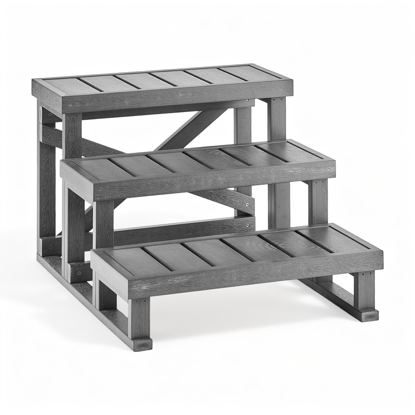 VEVOR Gradini per Vasca Idromassaggio da Esterno Larghezza 700 mm 160 kg, Scalettta a 3 Gradini Piedini Antiscivolo in Plastica HIPS, Accesso per Piscina Fuoriterra, Camper, Giardino, Cortile