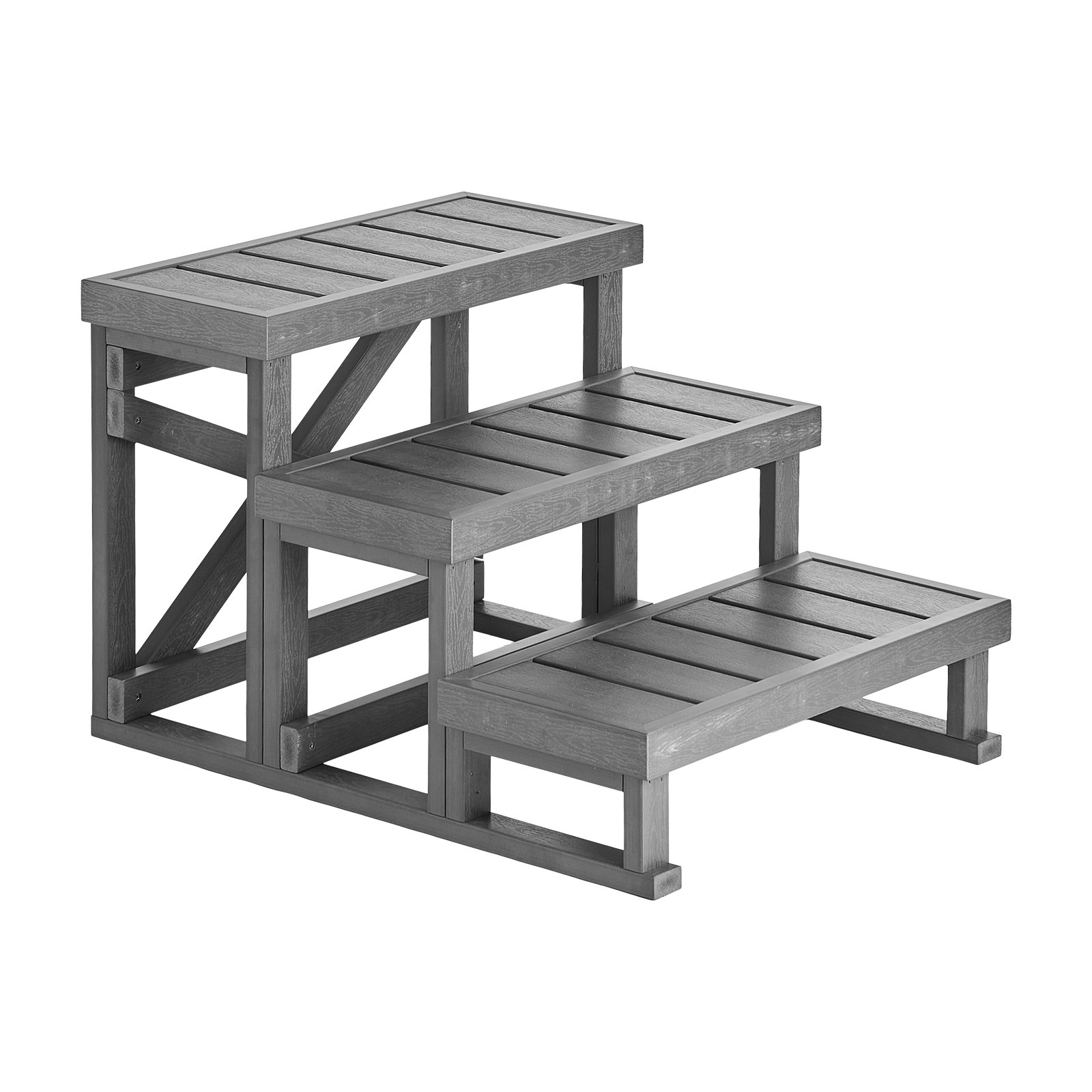 VEVOR Gradini per Vasca Idromassaggio da Esterno Larghezza 700 mm 160 kg, Scalettta a 3 Gradini Piedini Antiscivolo in Plastica HIPS, Accesso per Piscina Fuoriterra, Camper, Giardino, Cortile