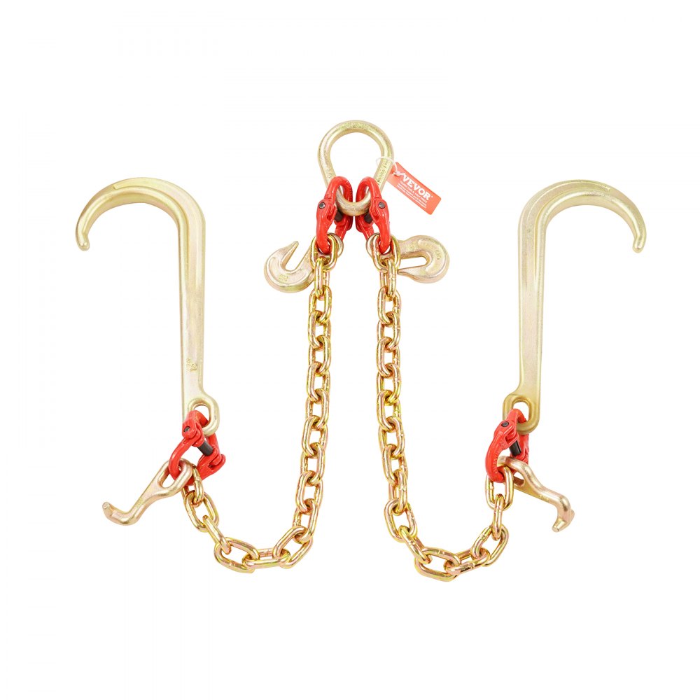 VEVOR Catena da traino con gancio, Capacità carico max. 7074 kg, G80 Catena con flangia a V per rimorchio con gancio di presa, 10 mm x 60 cm, per Guasti, Trasporto, Carro attrezzi, Camion a pianale