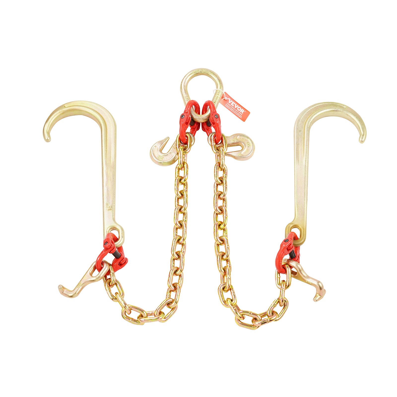 VEVOR Catena da traino con gancio, Capacità carico max. 7074 kg, G80 Catena con flangia a V per rimorchio con gancio di presa, 10 mm x 60 cm, per Guasti, Trasporto, Carro attrezzi, Camion a pianale