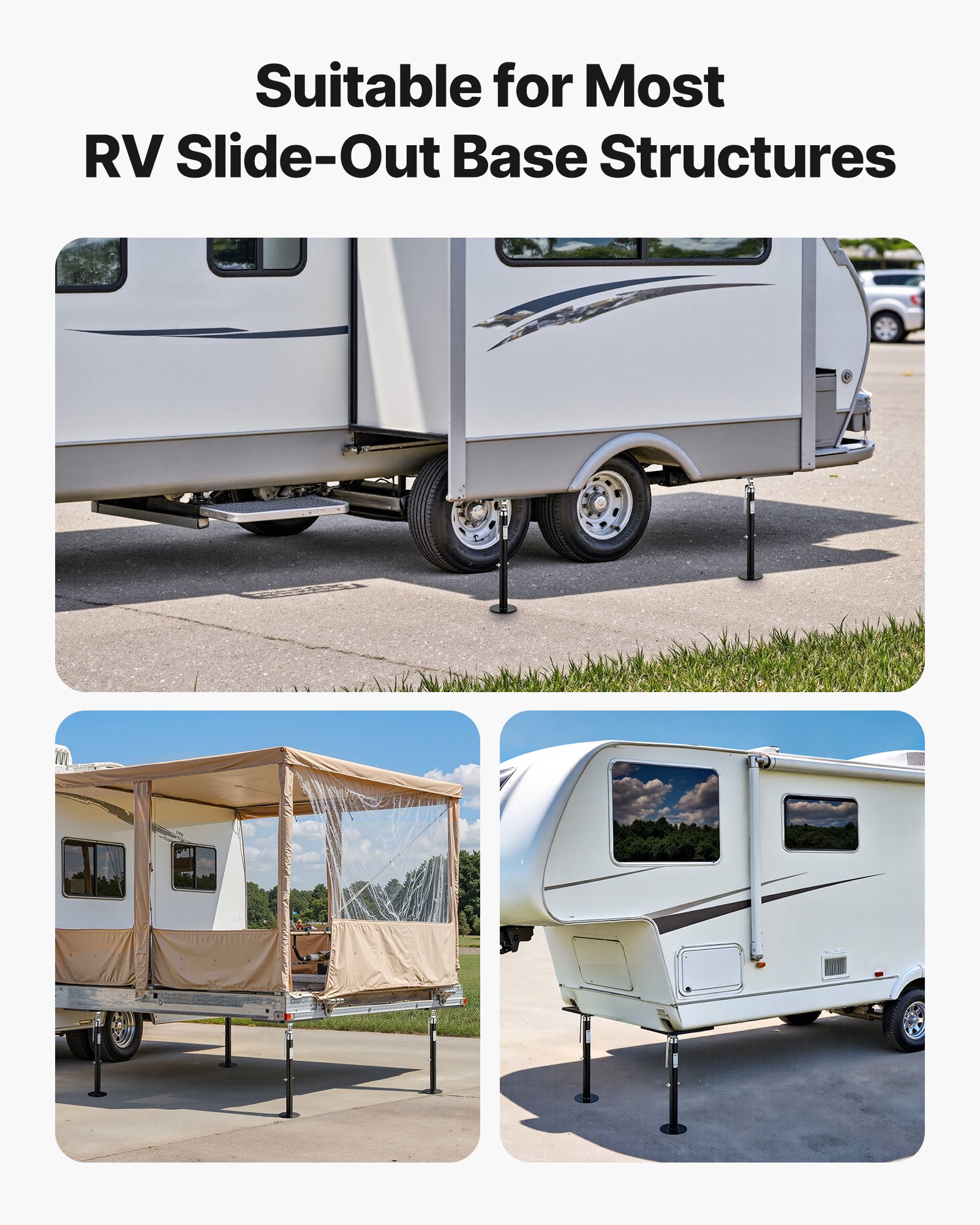 VEVOR Cric Sollevatore per SUV Camper 2 pezzi, Supporti in Acciaio Verniciato a Polvere per Camper, Capacità di Carico Fino a 453,59 kg, Altezza Regolabile da 541,02 a 1219,2 mm, Piede di Supporto