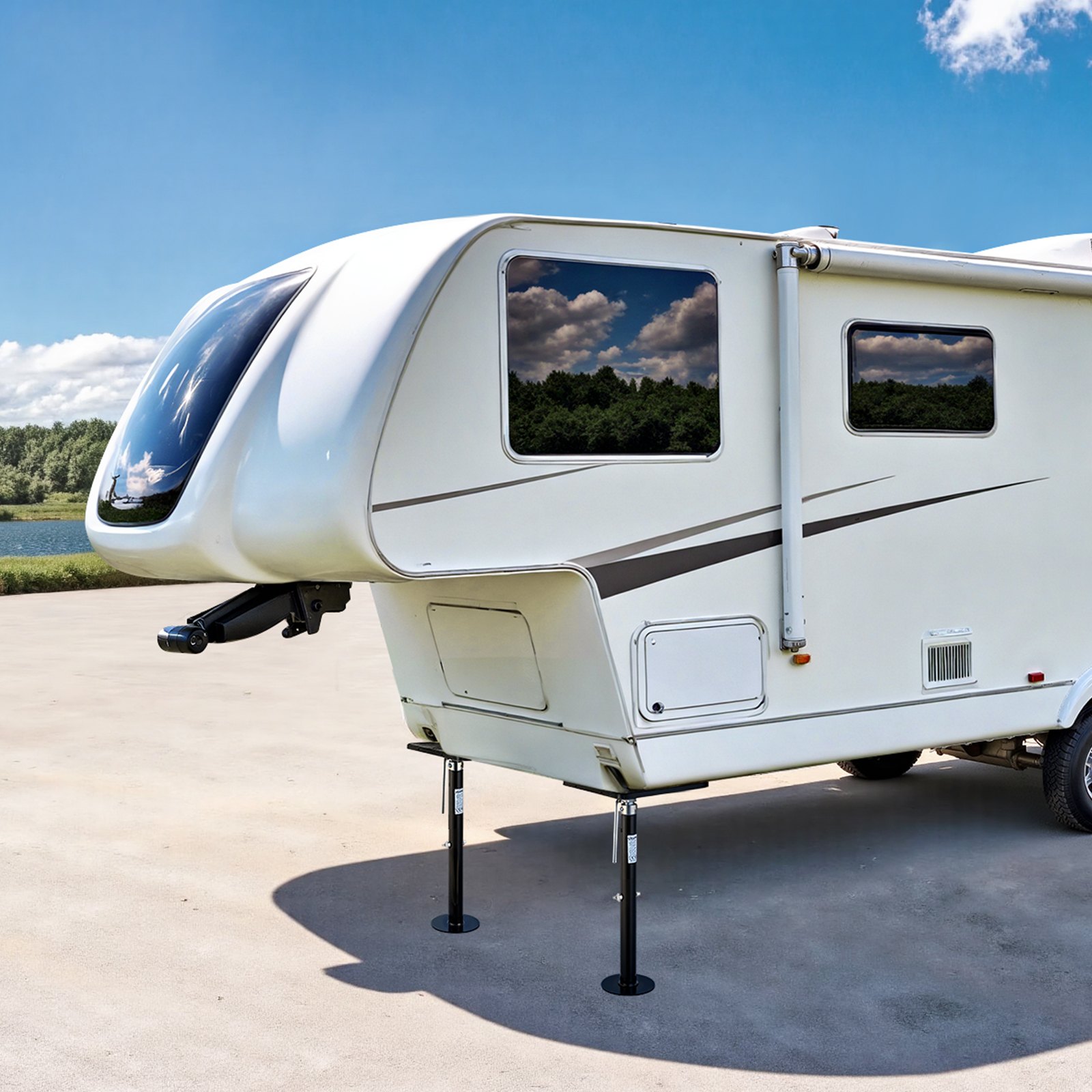 VEVOR Cric Sollevatore per SUV Camper 2 pezzi, Supporti in Acciaio Verniciato a Polvere per Camper, Capacità di Carico Fino a 453,59 kg, Altezza Regolabile da 541,02 a 1219,2 mm, Piede di Supporto