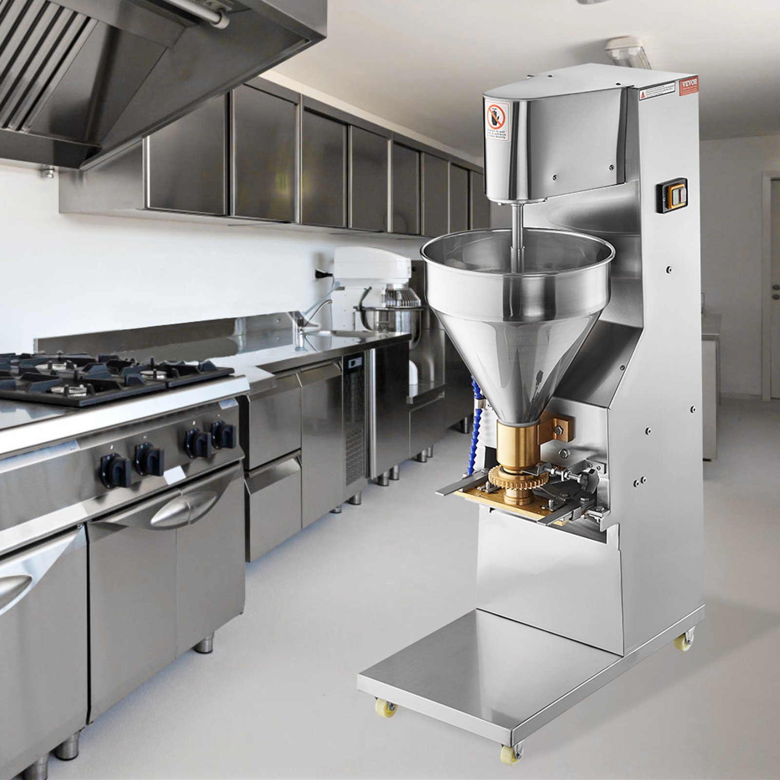 VEVOR Macchina per Formare Polpette Commerciale, Macchina per Polpette 280 Pezzi / min, Strumento Elettrico per Produzione Polpette di Gamberetti Pesce, Manzo, Maiale, Formatrice per Polpette 1100 W