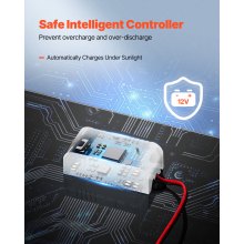 VEVOR Pannello Caricabatteria Solare da 30 W 12 V, Caricabatteria Solare Regolatore Integrato 3 Cavi di Collegamento, Impermeabile IP67, Portatile per Camper, Auto, Moto, Barche, Furgoni