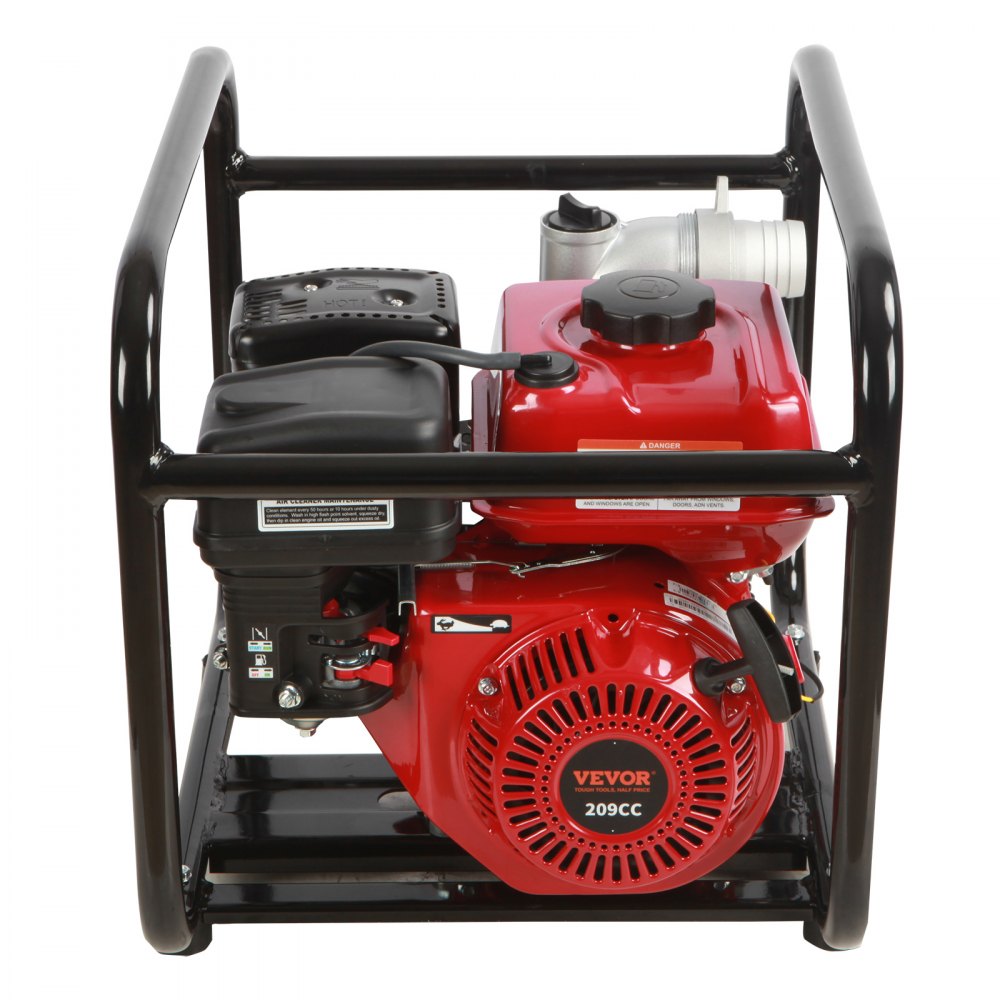 VEVOR Gasoline Engine Pump, 50 mm, 7 HP, 45 m, Lift, 7 m Suction, 4-Stroke Gas-Powered Dirty Water Pump, Portable High Pressure Pump with 7.6 m Hose for Pool Irrigation, EPA Certified