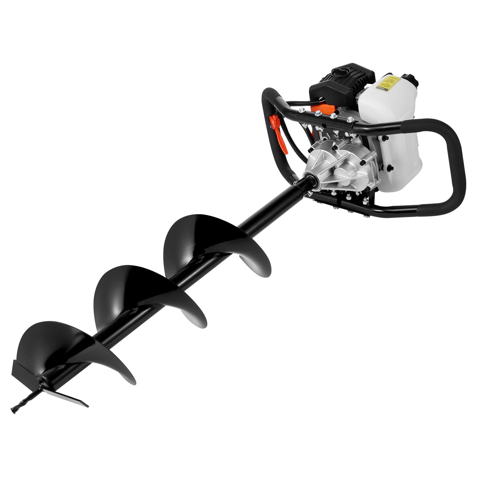 VEVOR Petrol-Powered Earth Auger, 52cc, 1450W, Petrol Auger with 8-inch Drill Bits and 1 Extension Rod, Hole Drill for Post Fences for Farmland, Garden Plants, Orange+Black