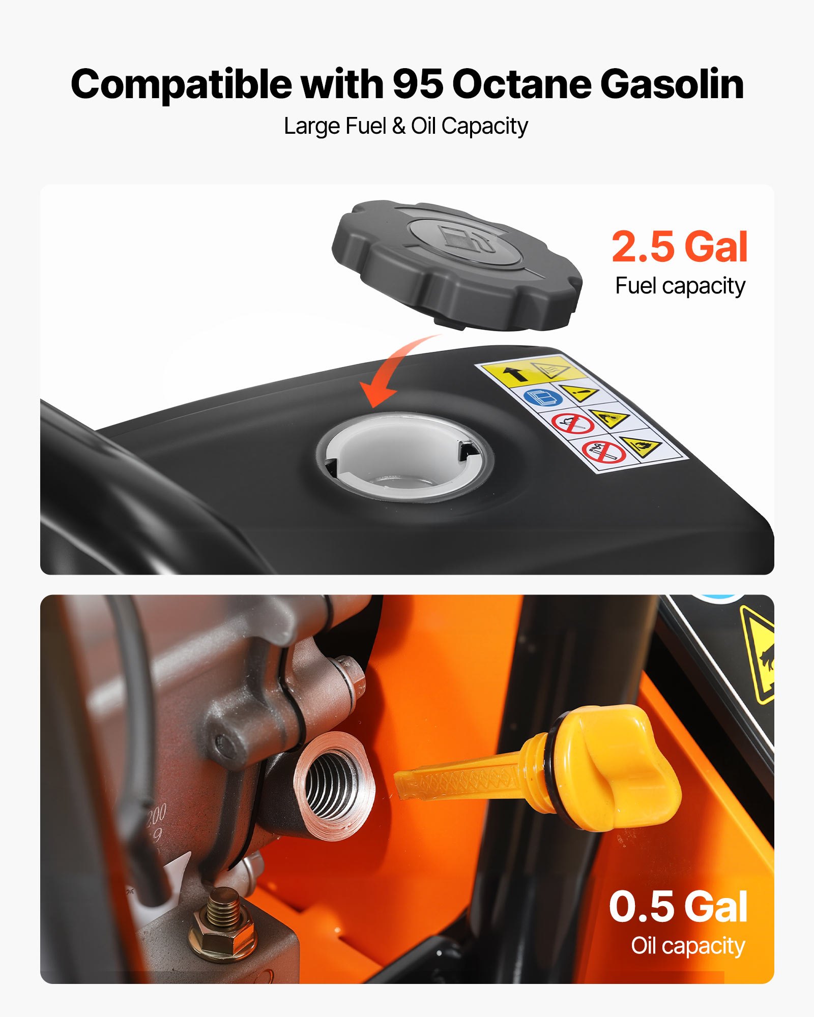 VEVOR Piastra Vibrante a Benzina per Pavimentazione da 10,5 kN Compattatore Vibrante da 6,5 CV per Giardinaggio Sabbia Asfalto Compattazione Terreno 196CC 5600 giri/min, Area Compattazione 51x37 cm