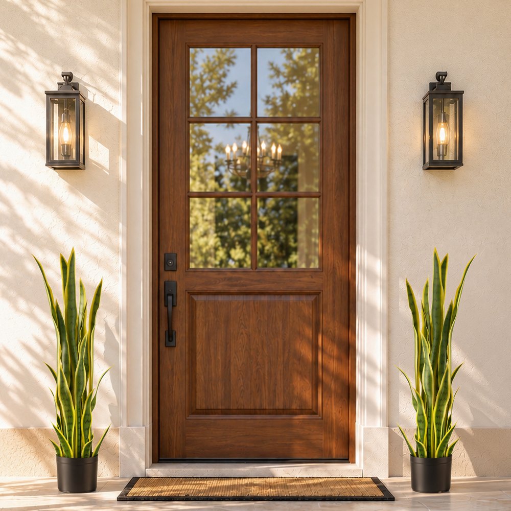VEVOR Sansevieria Artificiale, Set da 2, 254 mm Larghezza x 914 mm Altezza, Pianta Artificiale da Interno con Vaso, Aspetto Realistico, in HDPE Durevole, Ideale per Casa, Giardino, Ufficio e Soggiorno